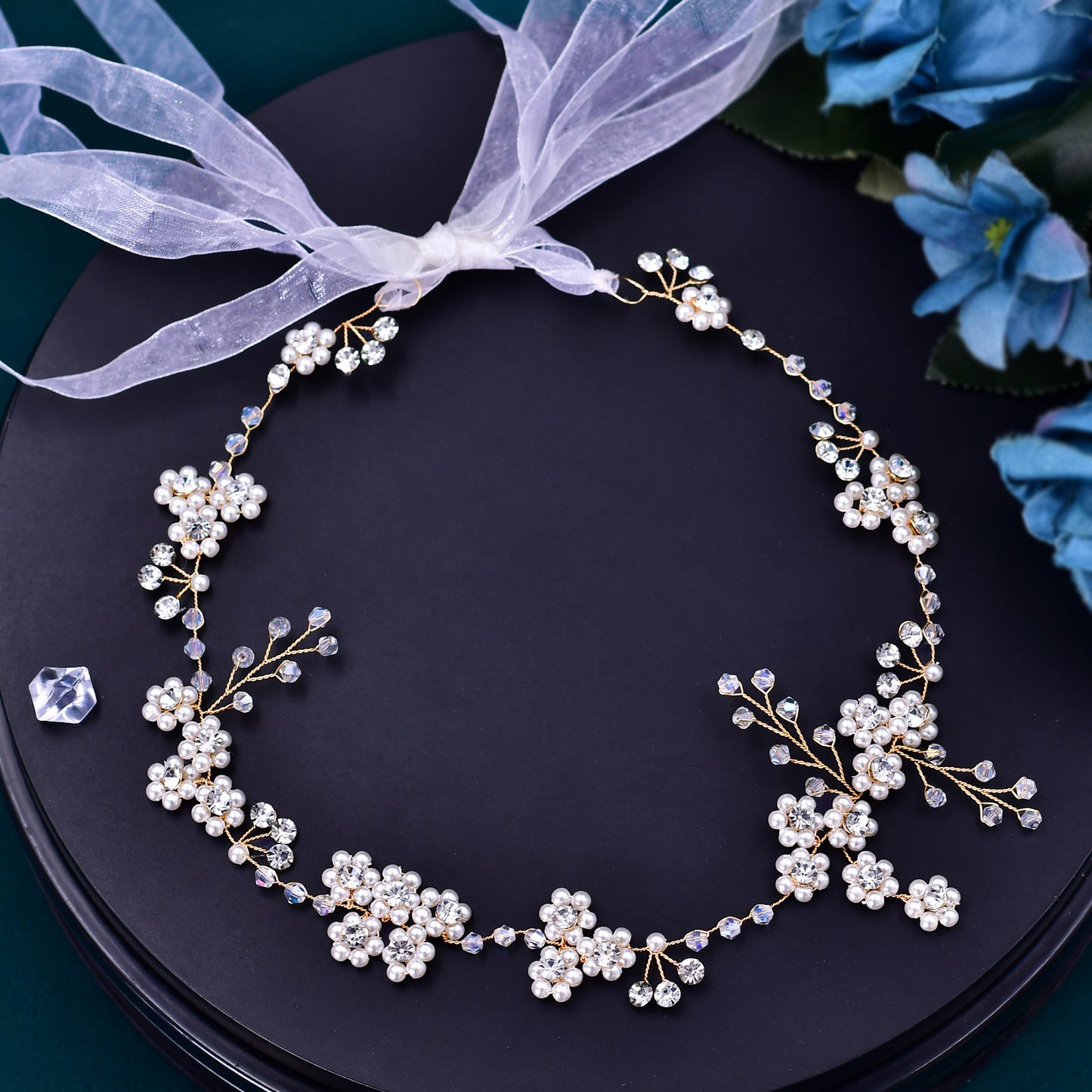 BRIDELLA BHP129  Pearl Headband for Woman Wedding Headpiece Handmade Bridal Hair Piece Wedding Hair Accessories Bride Headdress