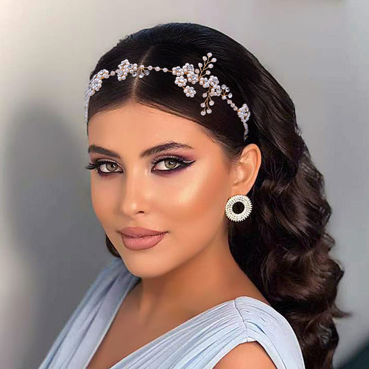 BHP129-S silver rhinestone pearl headband