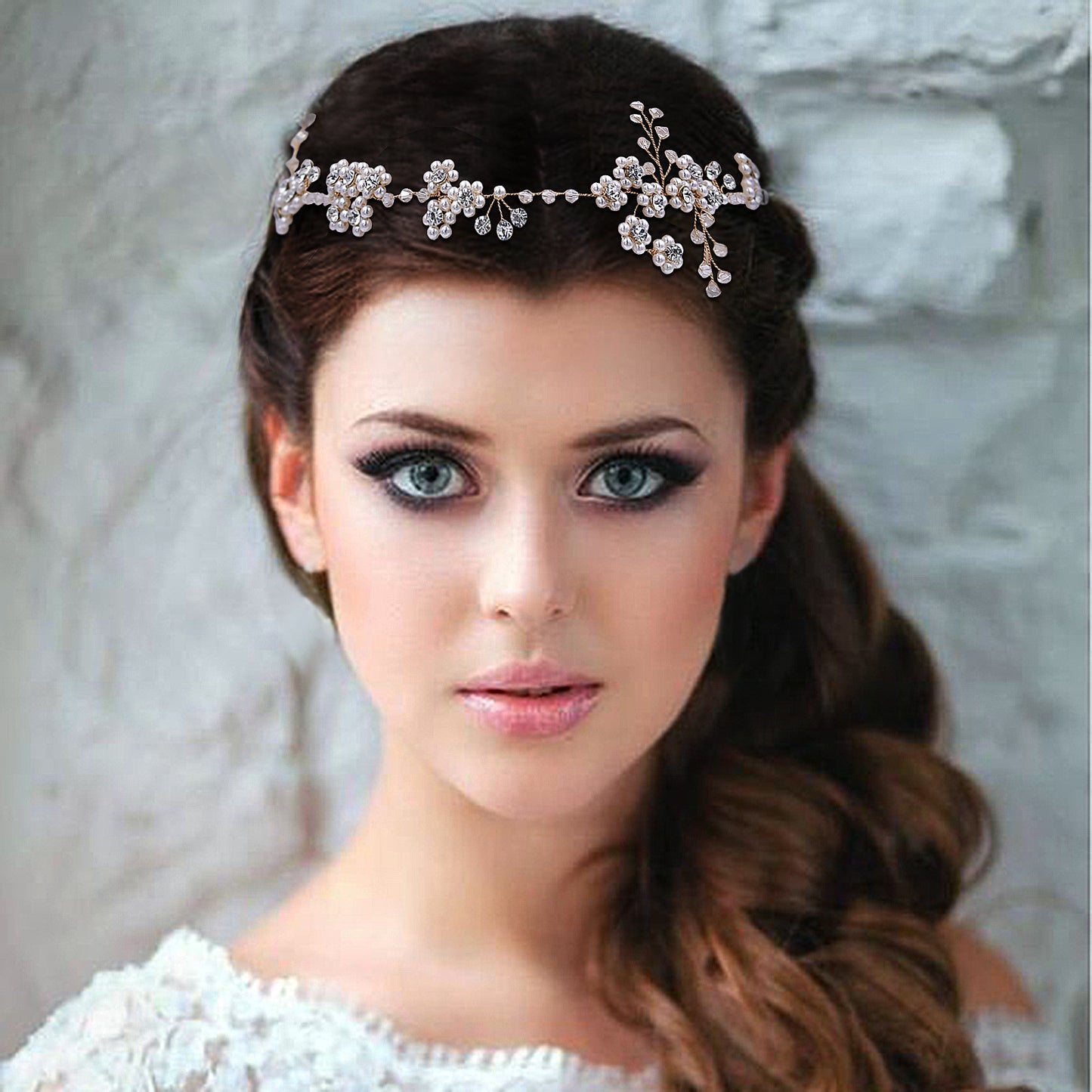 BRIDELLA BHP129  Pearl Headband for Woman Wedding Headpiece Handmade Bridal Hair Piece Wedding Hair Accessories Bride Headdress