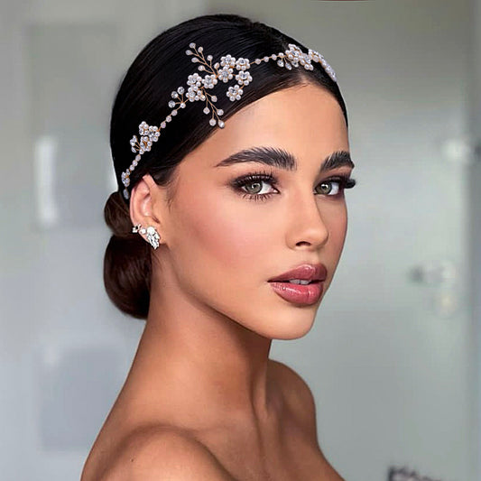 BRIDELLA BHP129  Pearl Headband for Woman Wedding Headpiece Handmade Bridal Hair Piece Wedding Hair Accessories Bride Headdress