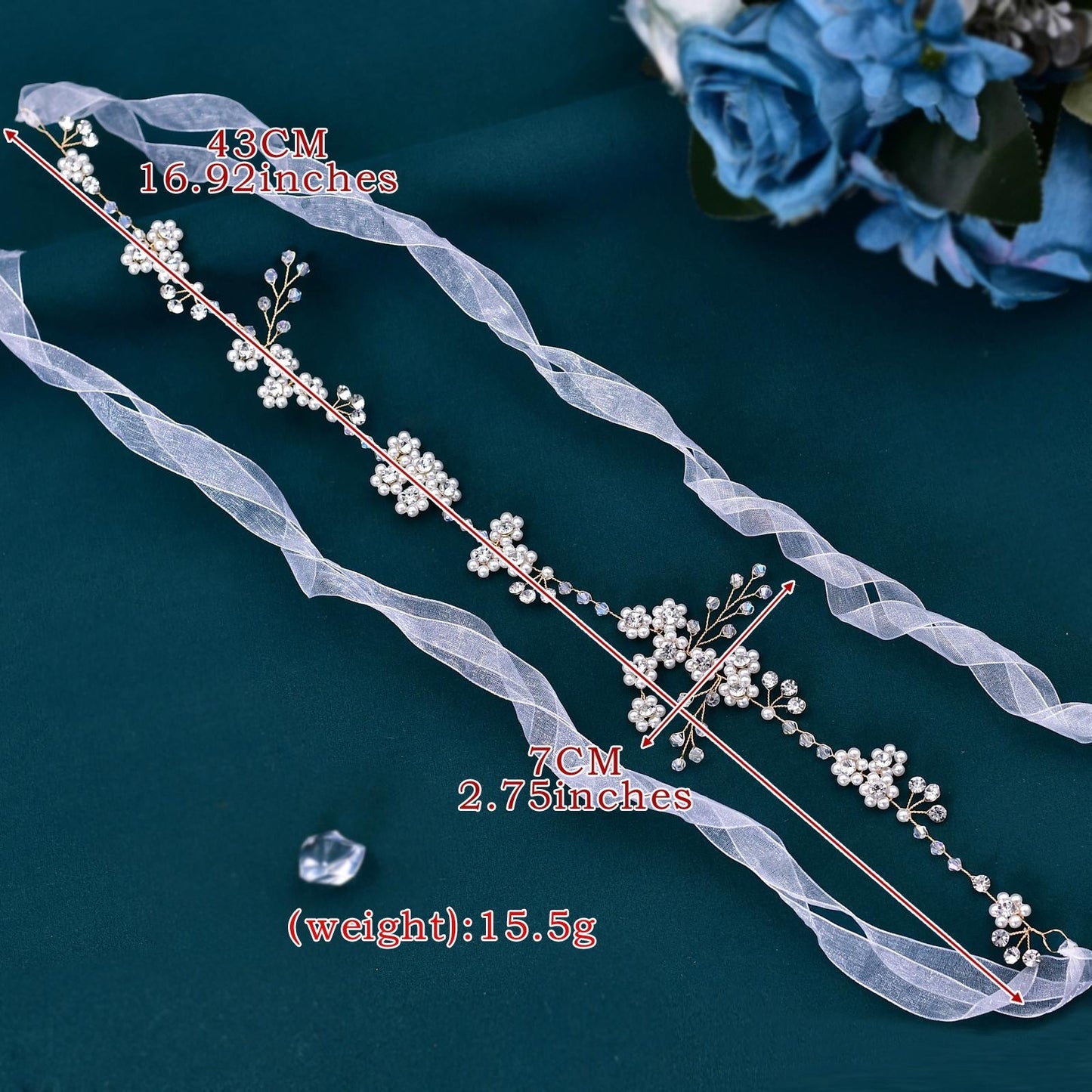 BRIDELLA BHP129  Pearl Headband for Woman Wedding Headpiece Handmade Bridal Hair Piece Wedding Hair Accessories Bride Headdress