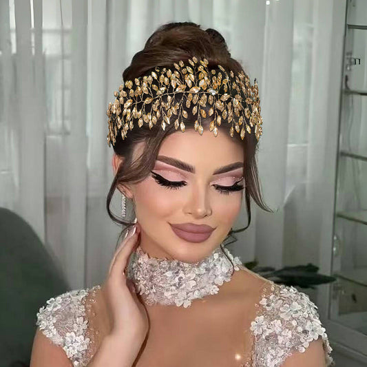 BRIDELLA BHP237 Handmade Crystal Rhinestones Silver Golden Wedding Headband Headpiece Jewel Headband Wedding Hair Jewelry Champagne