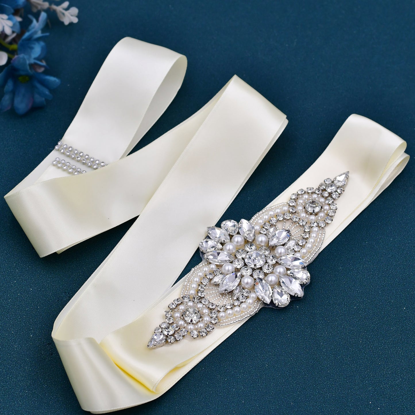 BRIDELLA BS05B Sparkling Silver Diamond Belt Ladies Wedding Waist Cinching Accessory