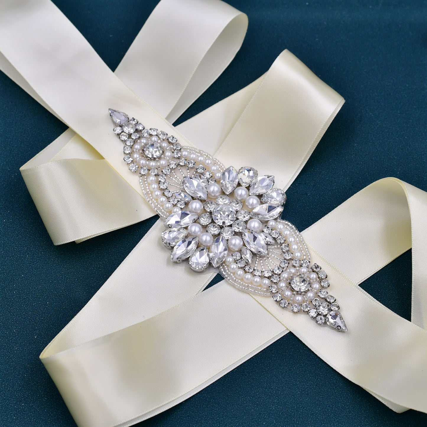 BRIDELLA BS05B Sparkling Silver Diamond Belt Ladies Wedding Waist Cinching Accessory