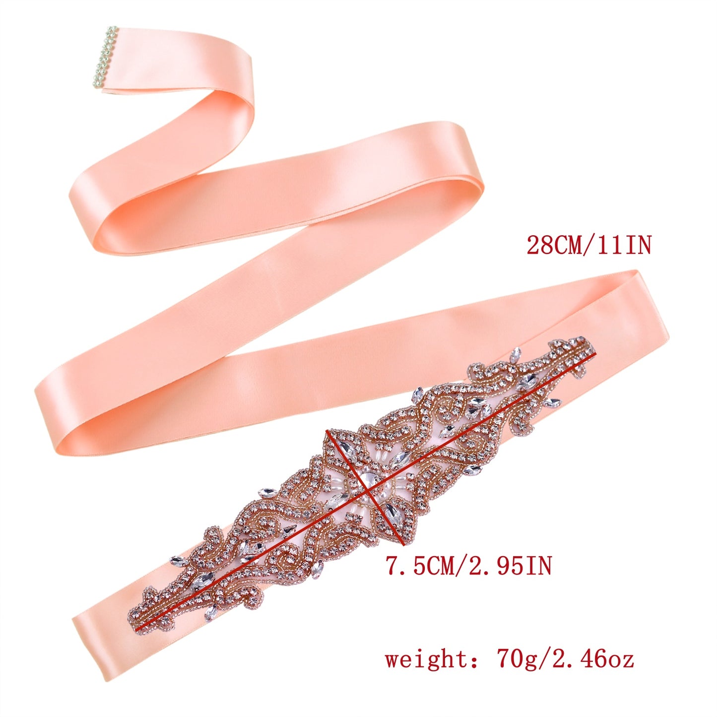 BRIDELLA BS26RG   Rose Gold Rhinestone Fashionable Womens Waist Belt