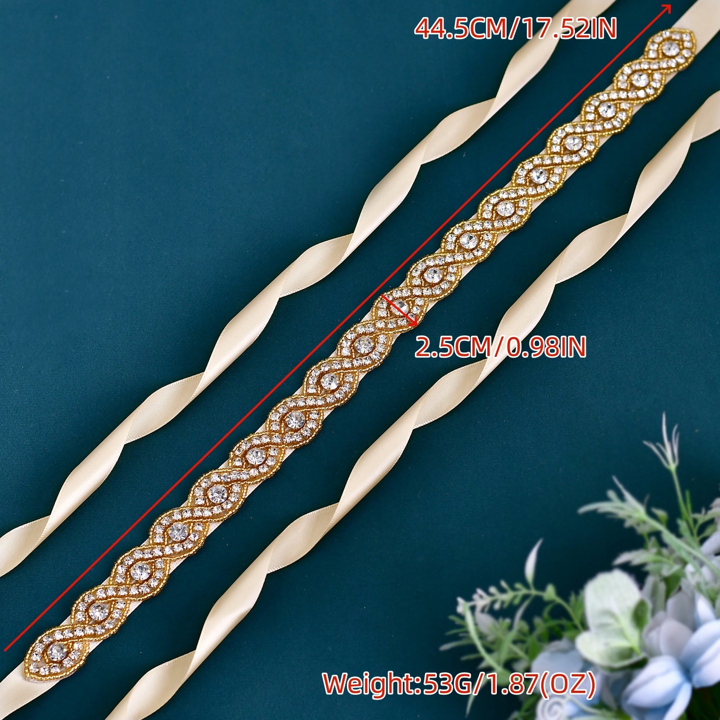 BRIDELLA BS28RG Noble Gold Tight Dress Diamond Belt Halloween Party Decoration
