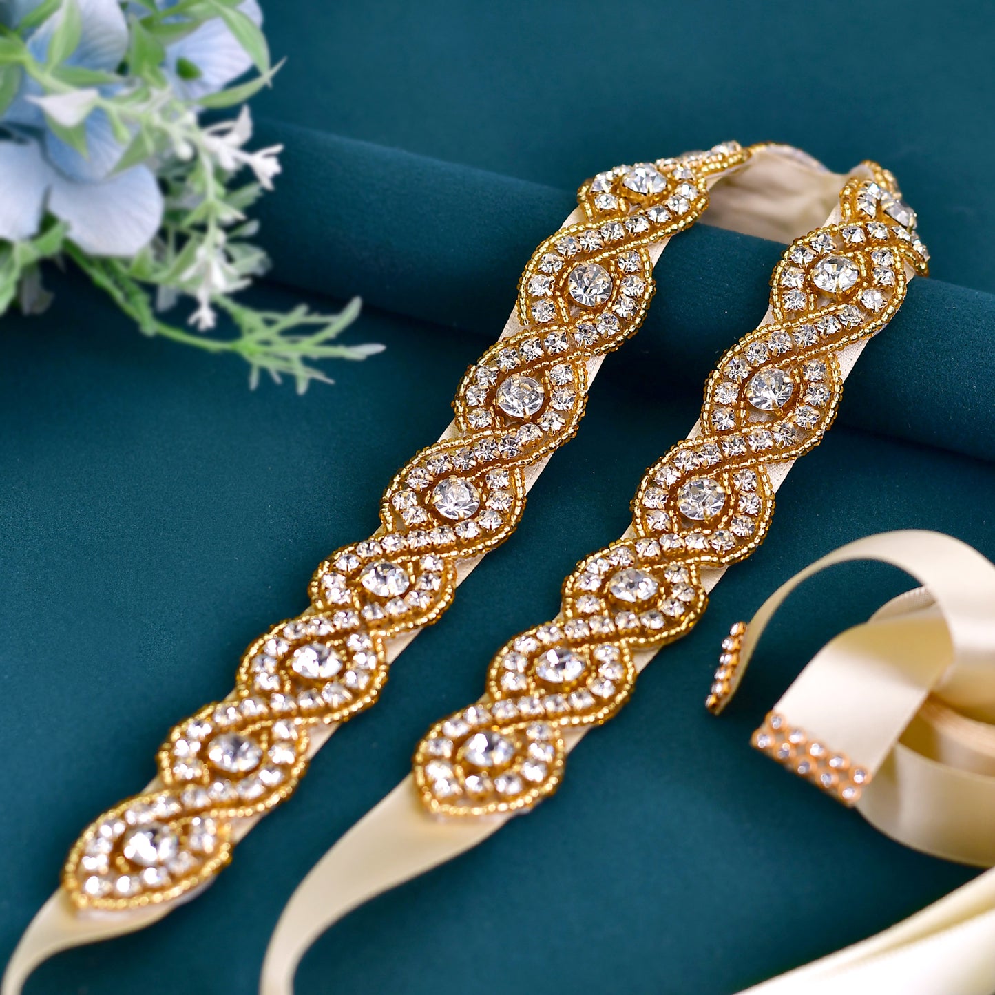 BRIDELLA BS28RG Noble Gold Tight Dress Diamond Belt Halloween Party Decoration