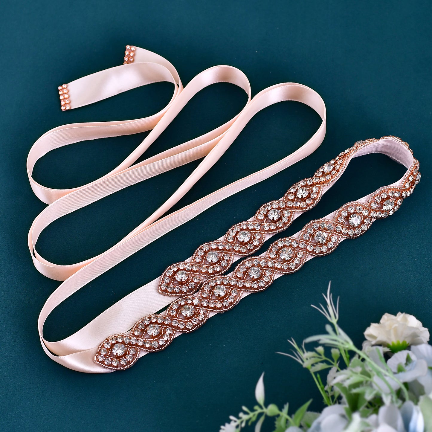 BRIDELLA BS28RG Wedding Belts Rose Gold Dress For Slimming And Waist Cinching