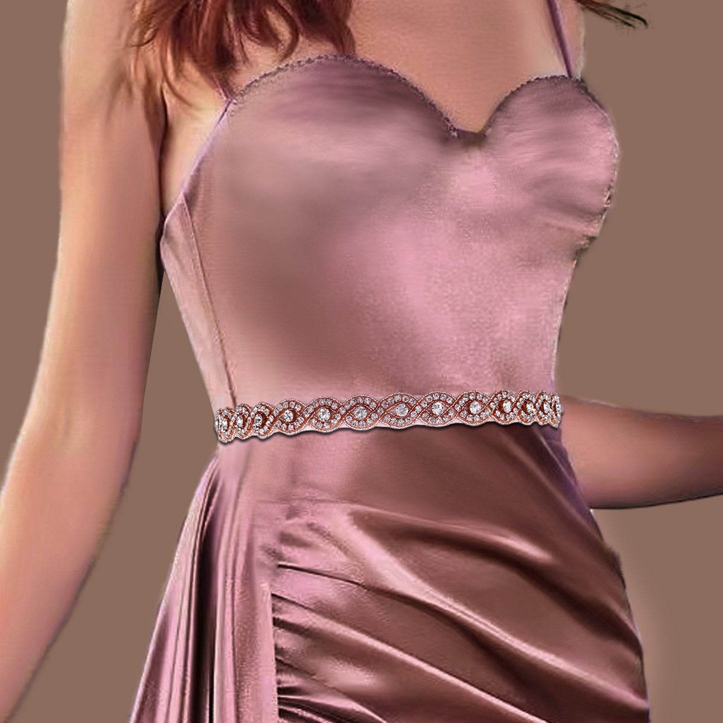 BRIDELLA BS28RG Wedding Belts Rose Gold Dress For Slimming And Waist Cinching