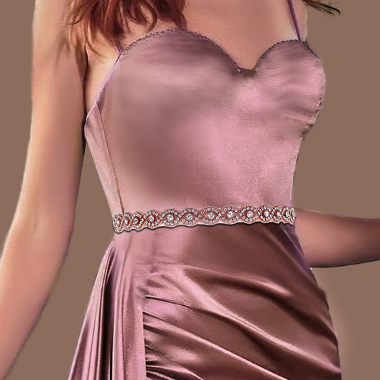 BS28RG rose gold rhinestone belt