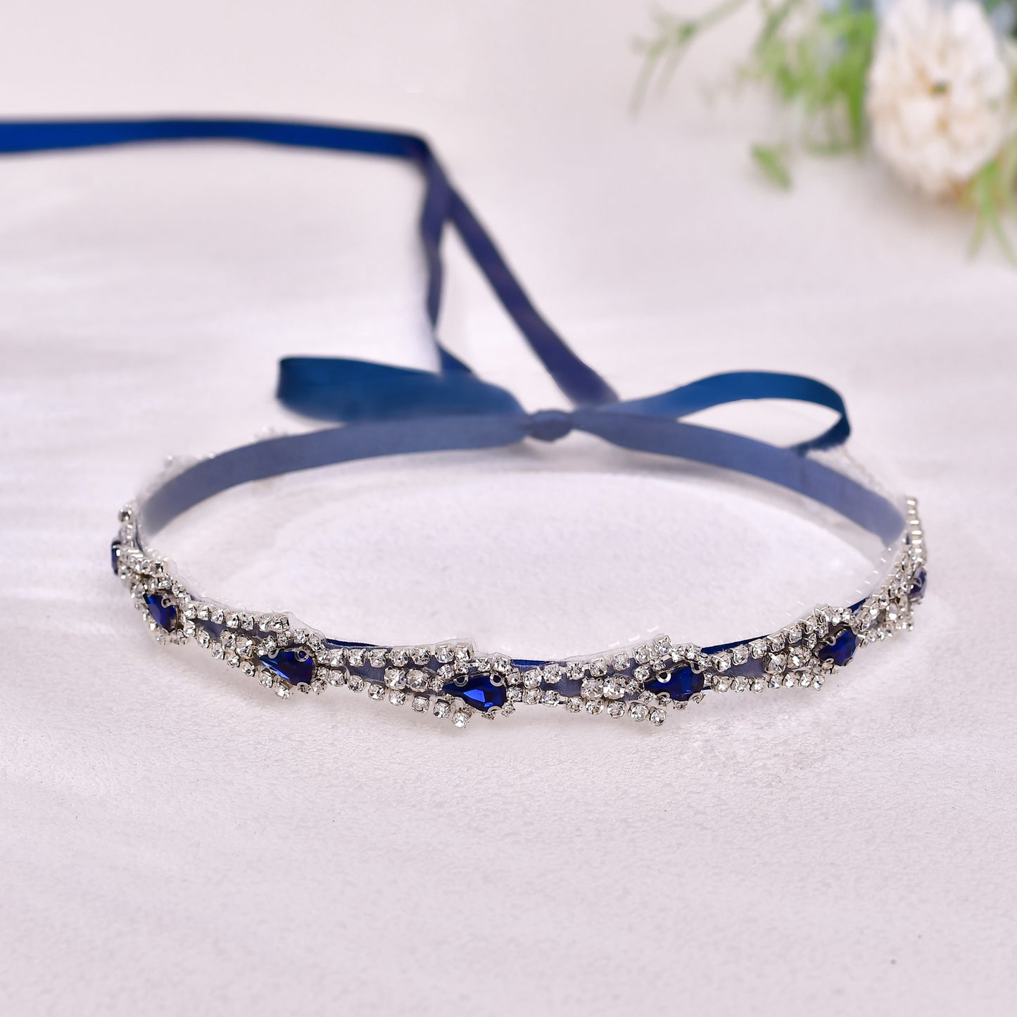 BRIDELLA BS31ML Dark Blue Dress With Diamond Collar Suitable For Travel Parties