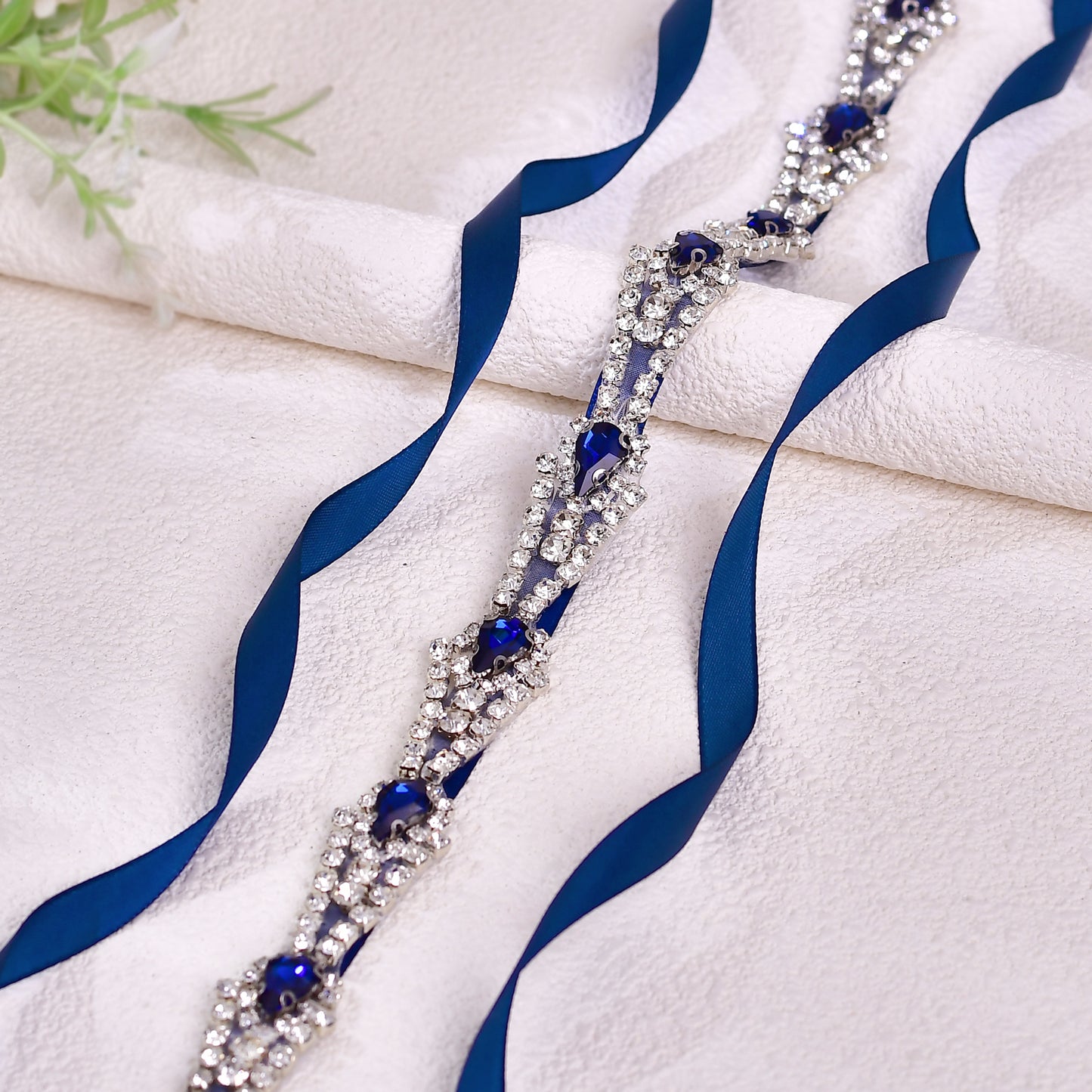 BRIDELLA BS31ML Dark Blue Dress With Diamond Collar Suitable For Travel Parties