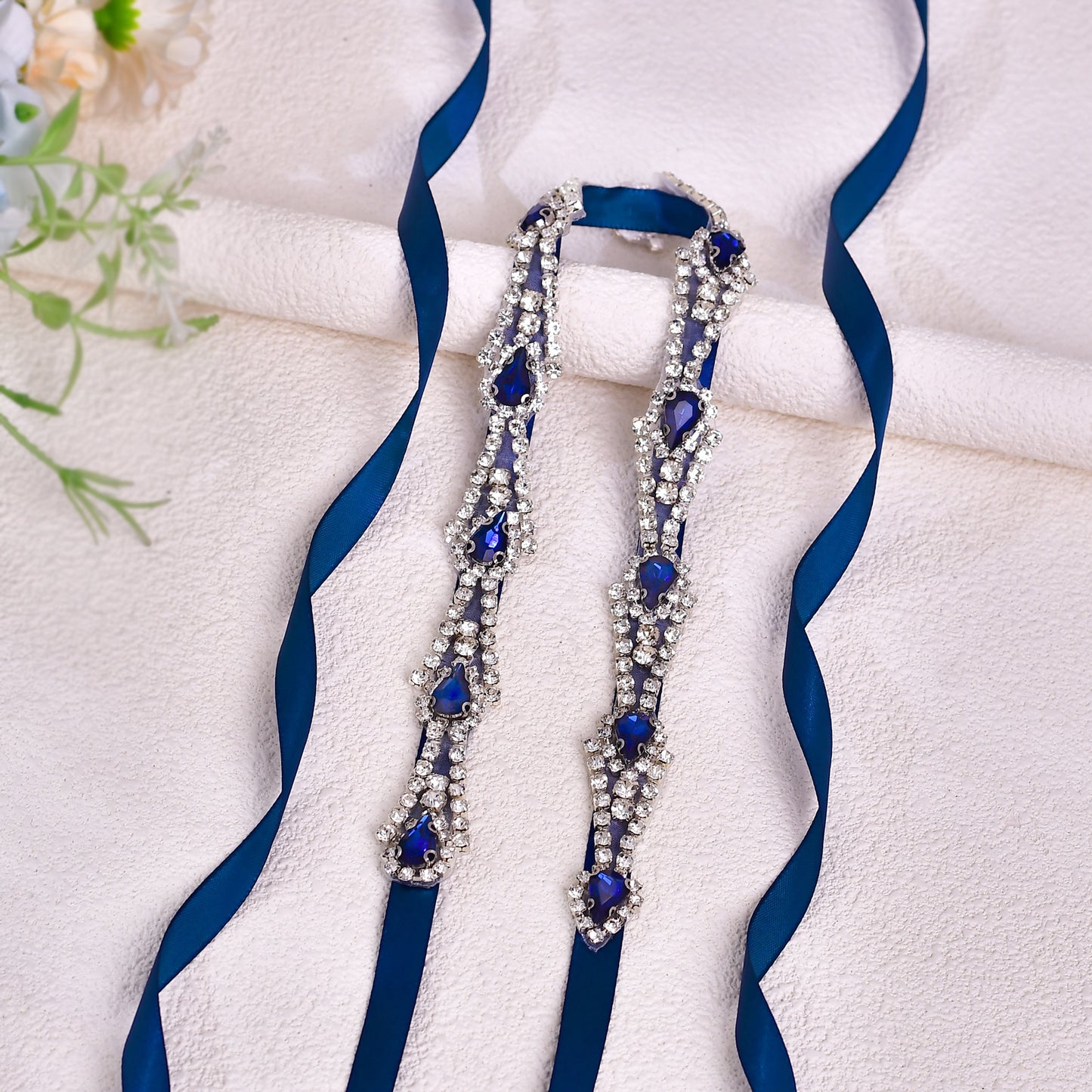 BRIDELLA BS31ML Dark Blue Dress With Diamond Collar Suitable For Travel Parties