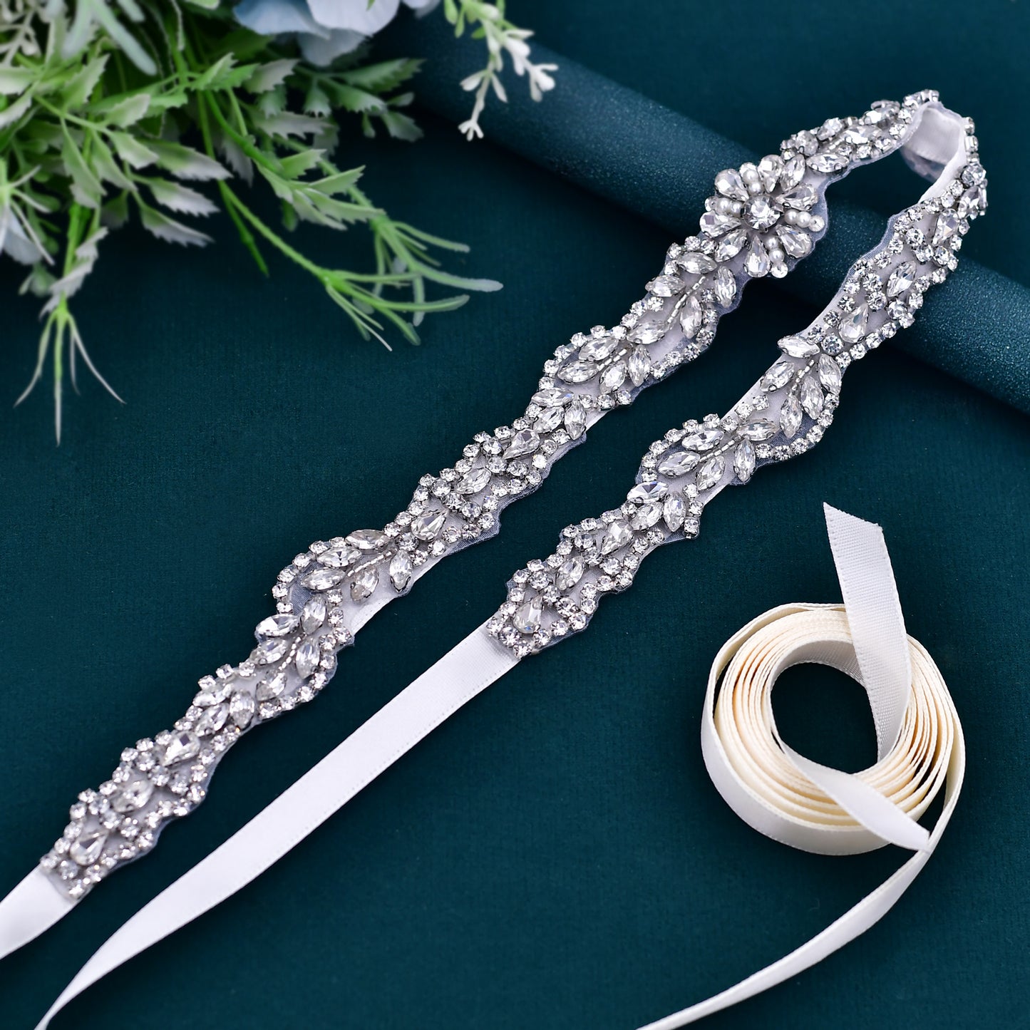 BRIDELLA BS32 Silver Bride Wedding Sparkling Diamond Belt Performance Costume