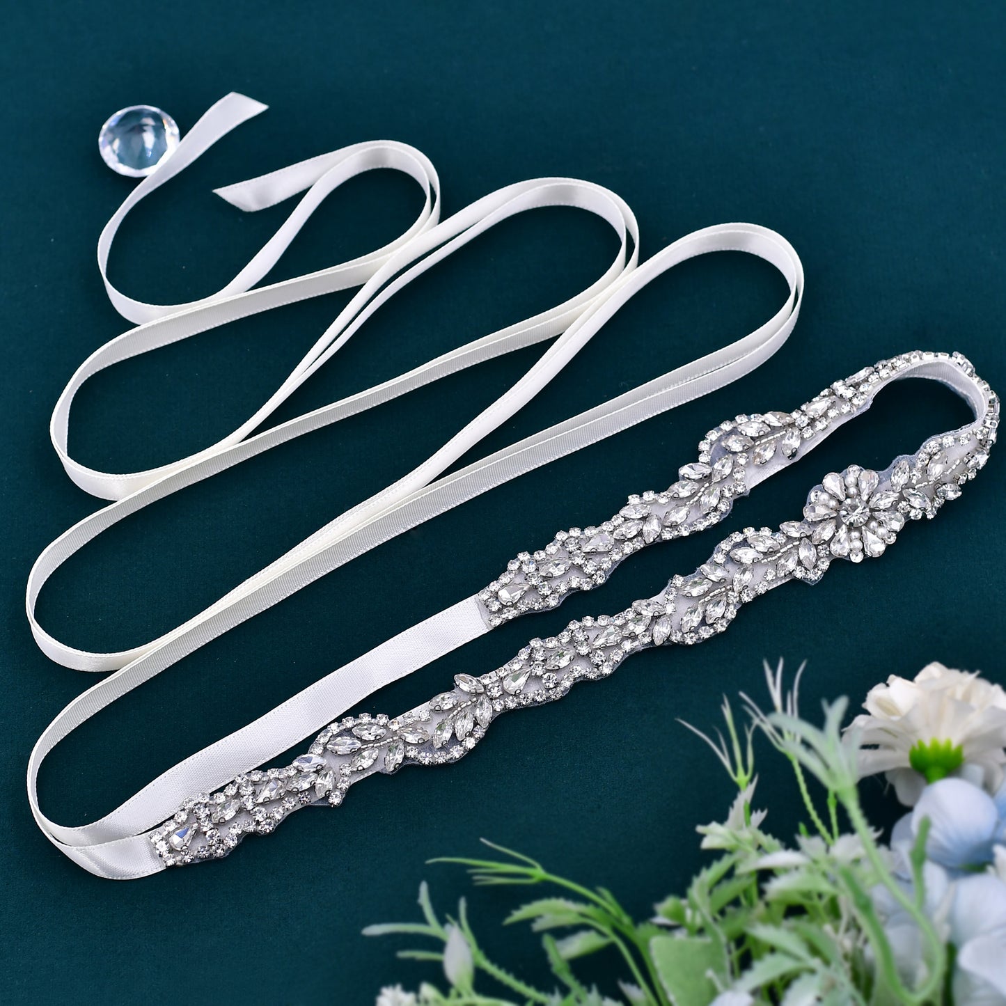 BRIDELLA BS32 Silver Bride Wedding Sparkling Diamond Belt Performance Costume