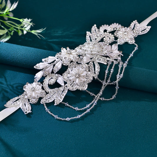 BS80 off white rhinestone pearl belt