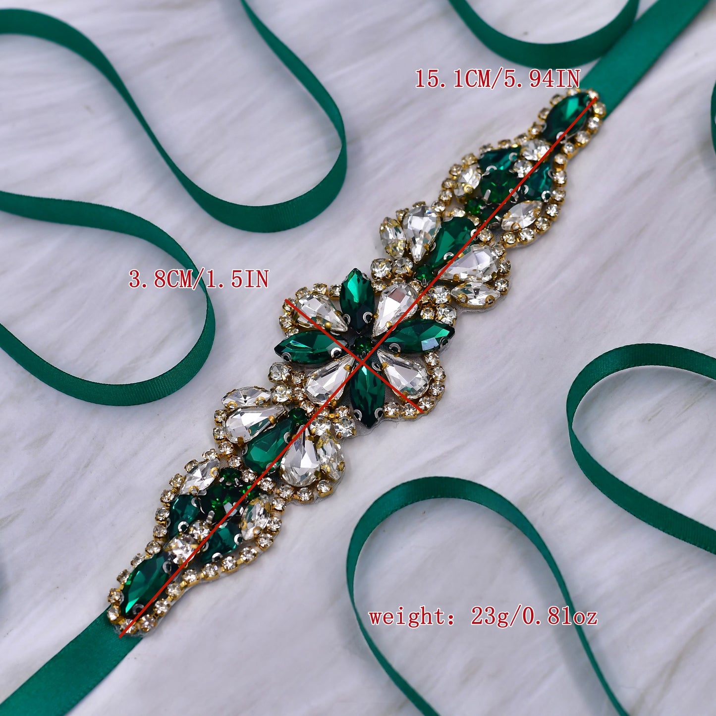 BRIDELLA BS137GKL Exquisite Ladies Contrasting Rhinestone Satin Belt For Business Events