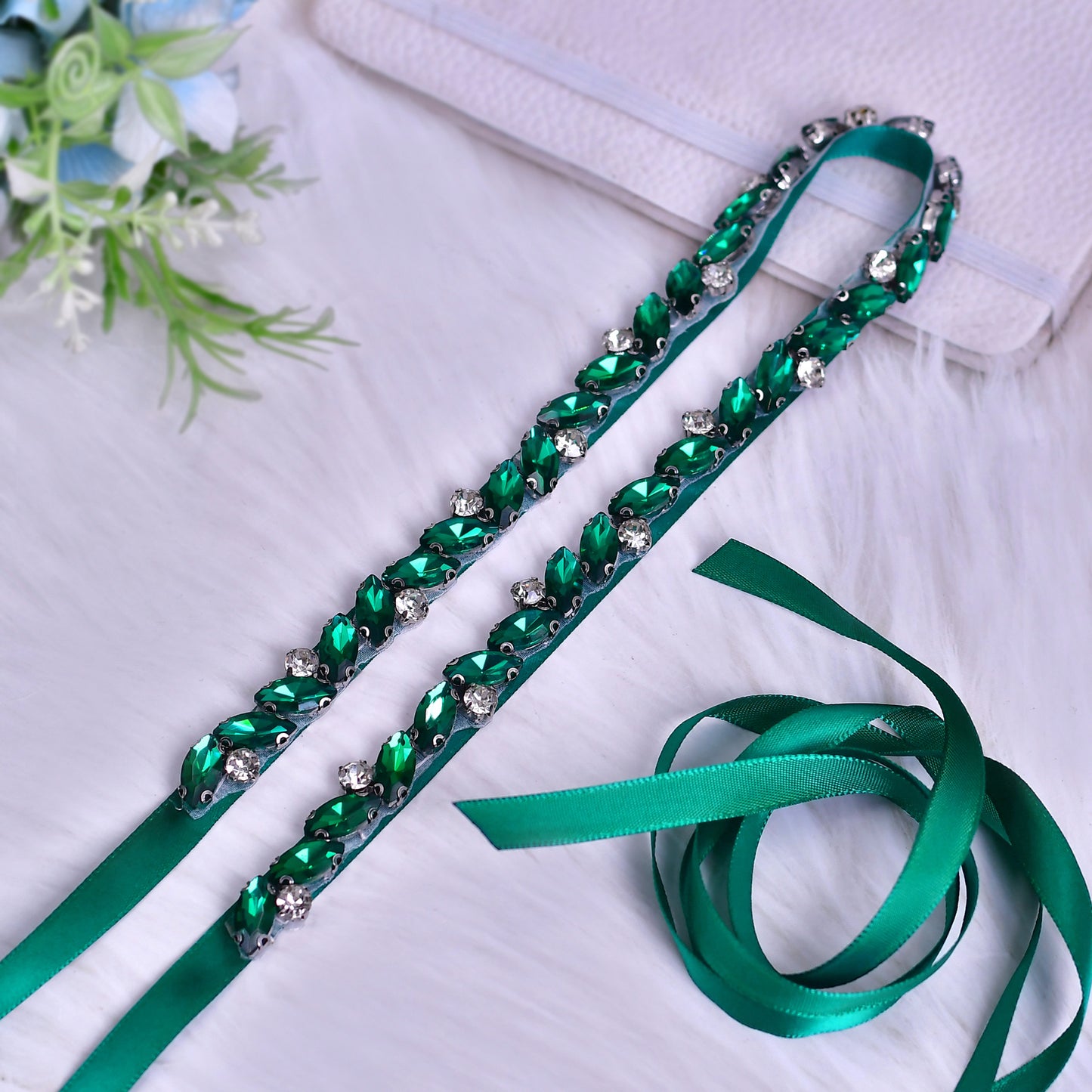 BRIDELLA BS149KL Toast Dress Deep Green Diamond Waist Cover Premium Gift Accessories