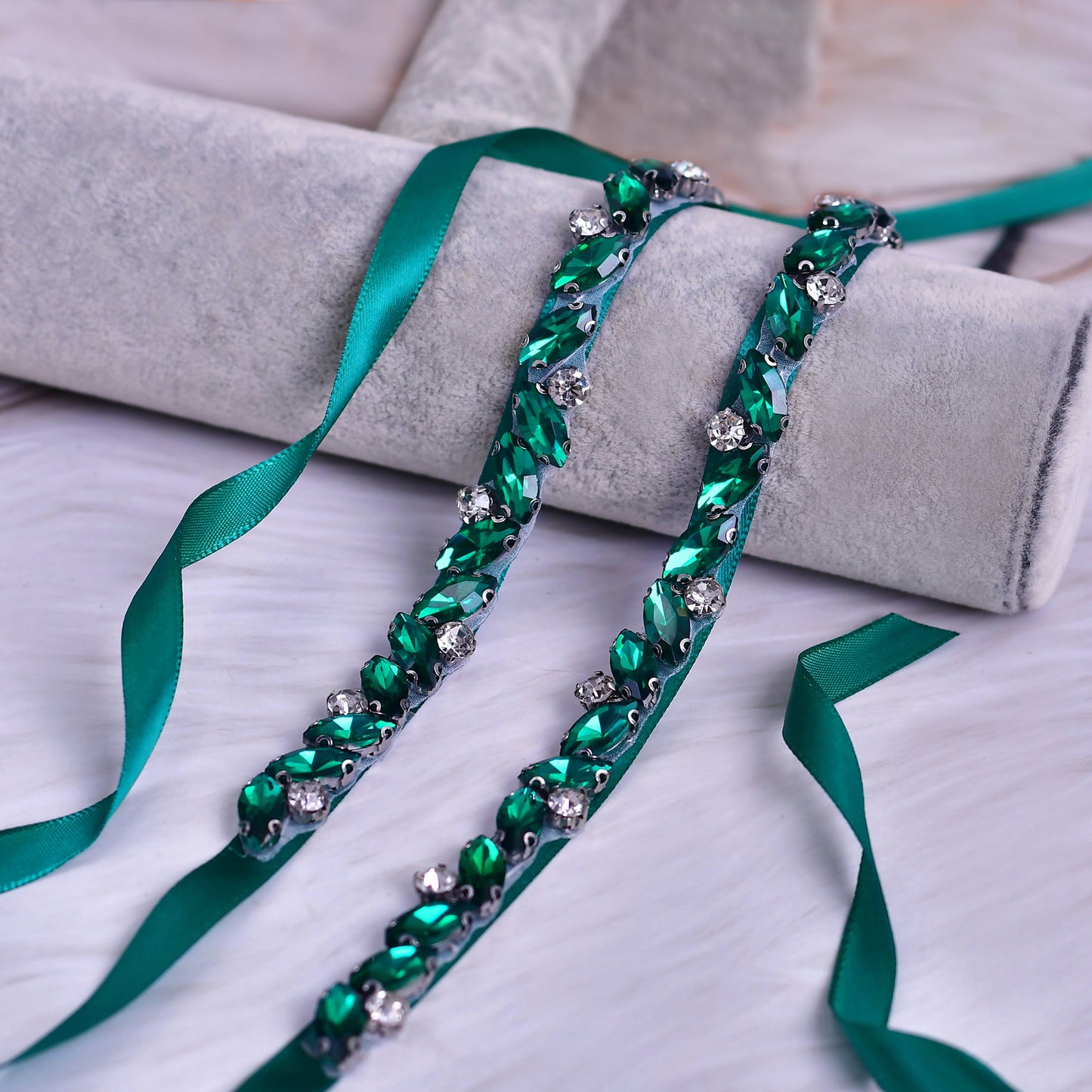 BRIDELLA BS149KL Toast Dress Deep Green Diamond Waist Cover Premium Gift Accessories