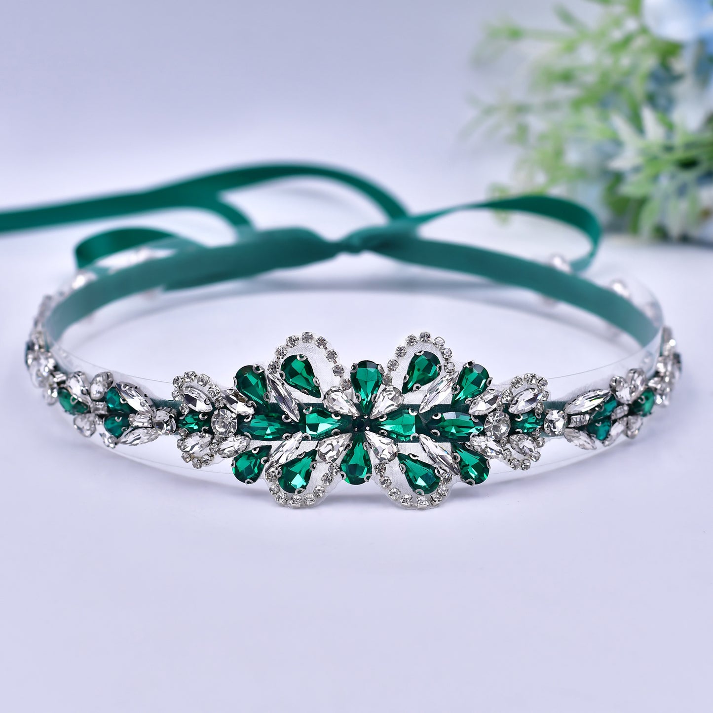 BRIDELLA BS99KL Y2k Style Waist Chain Peacock Emerald Womens Belt Exquisite Slim And Elongated Strap