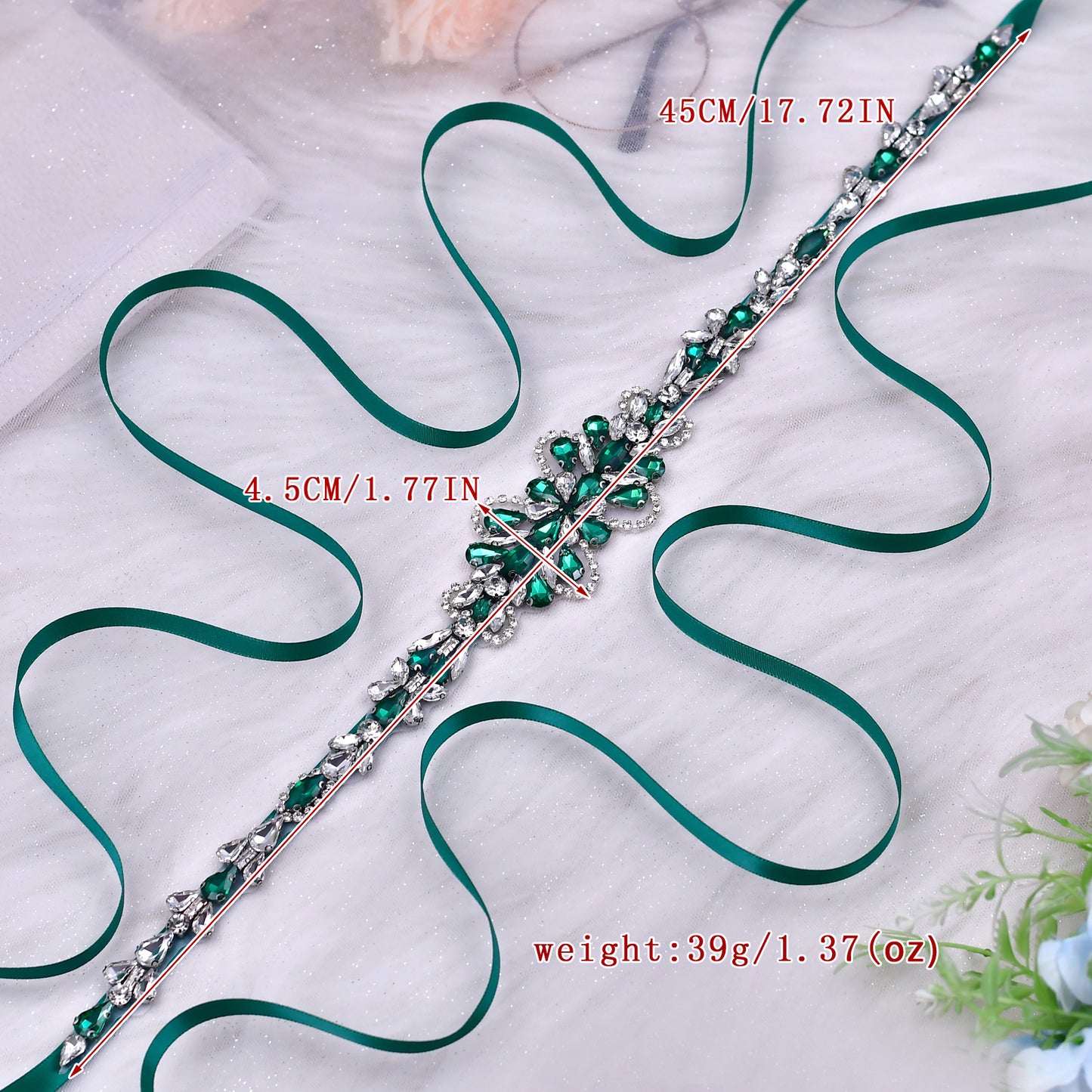 BRIDELLA BS99KL Y2k Style Waist Chain Peacock Emerald Womens Belt Exquisite Slim And Elongated Strap