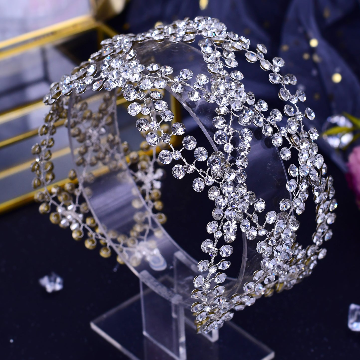 BRIDELLA BHP243 Rhinestone Wedding Headband Indian Women Tiara Headdress Handmade  Wedding Hair Accessories Bridal Headpiece