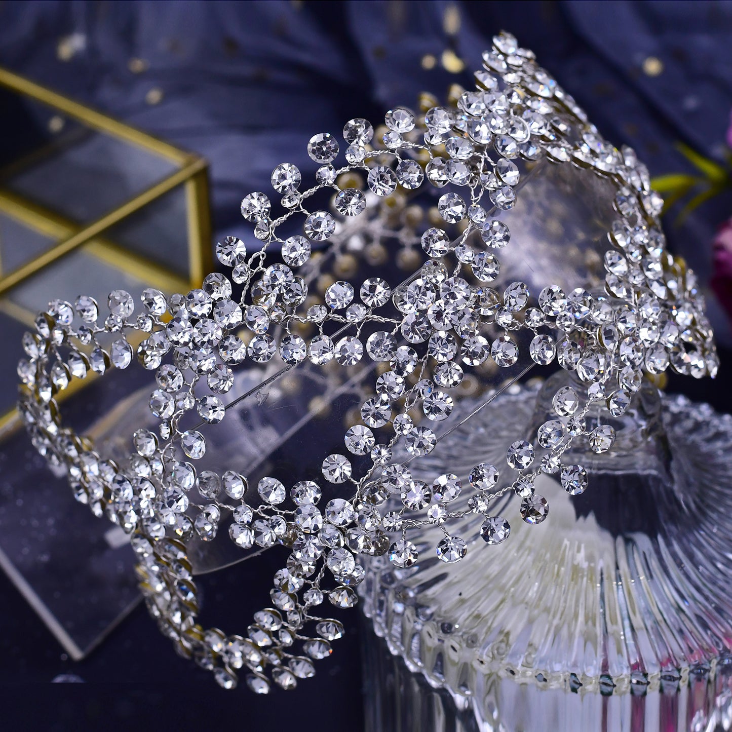 BRIDELLA BHP243 Rhinestone Wedding Headband Indian Women Tiara Headdress Handmade  Wedding Hair Accessories Bridal Headpiece