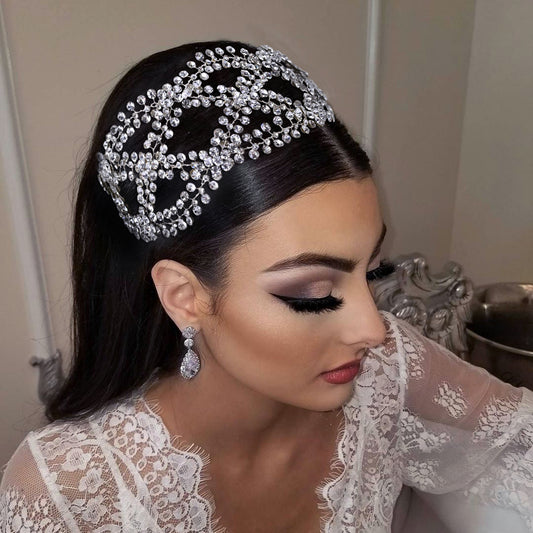 BRIDELLA BHP243 Rhinestone Wedding Headband Indian Women Tiara Headdress Handmade  Wedding Hair Accessories Bridal Headpiece