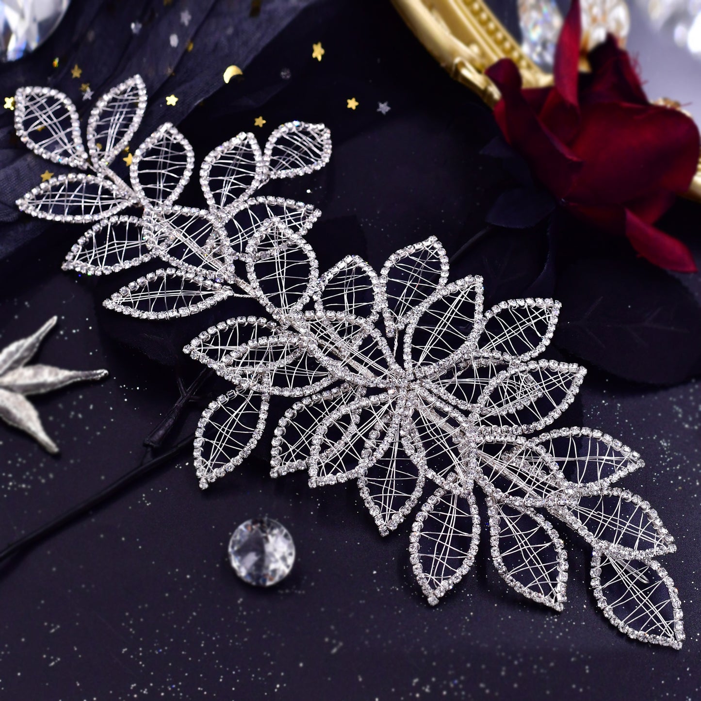 BRIDELLA BHP256 Handmade Bridal Crown Woman Wedding Hair Accessories Rhinestone Headpiece European Bridal Tiara and Headdress