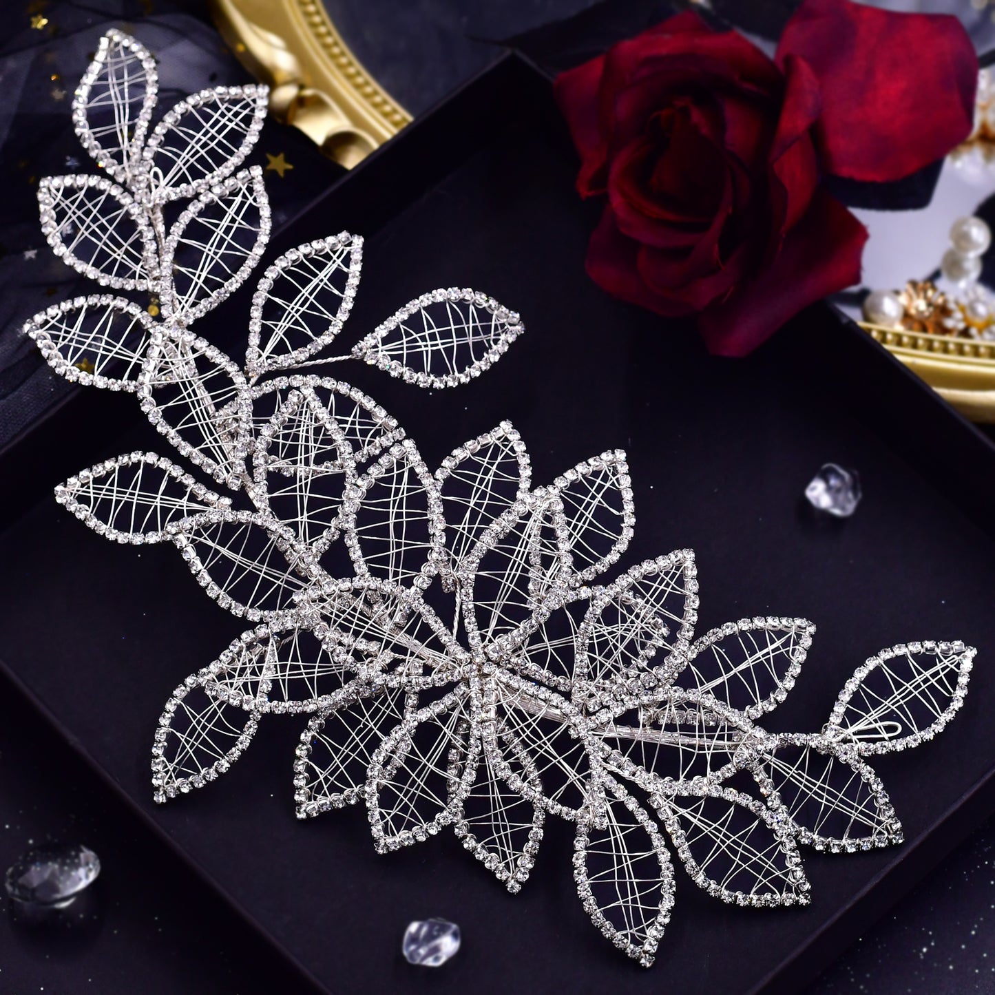 BRIDELLA BHP256 Handmade Bridal Crown Woman Wedding Hair Accessories Rhinestone Headpiece European Bridal Tiara and Headdress