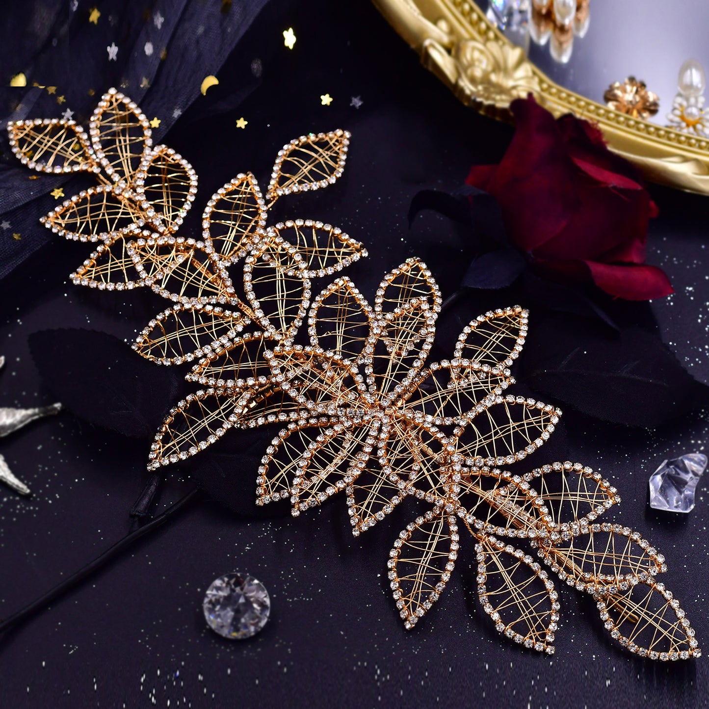 BRIDELLA BHP256 Handmade Bridal Crown Woman Wedding Hair Accessories Rhinestone Headpiece European Bridal Tiara and Headdress