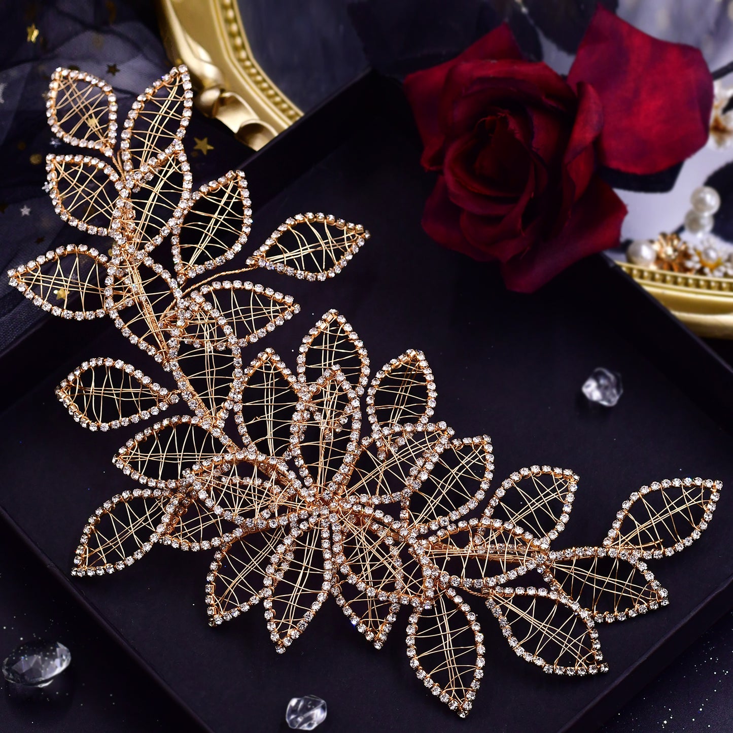 BRIDELLA BHP256 Handmade Bridal Crown Woman Wedding Hair Accessories Rhinestone Headpiece European Bridal Tiara and Headdress