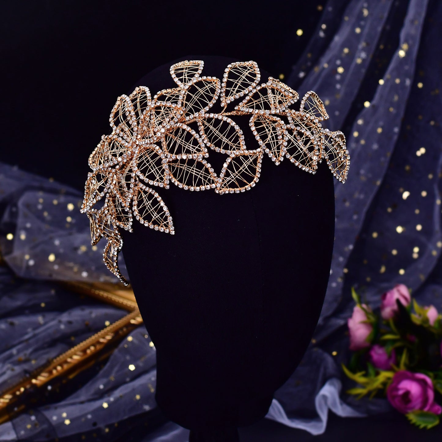 BRIDELLA BHP256 Handmade Bridal Crown Woman Wedding Hair Accessories Rhinestone Headpiece European Bridal Tiara and Headdress