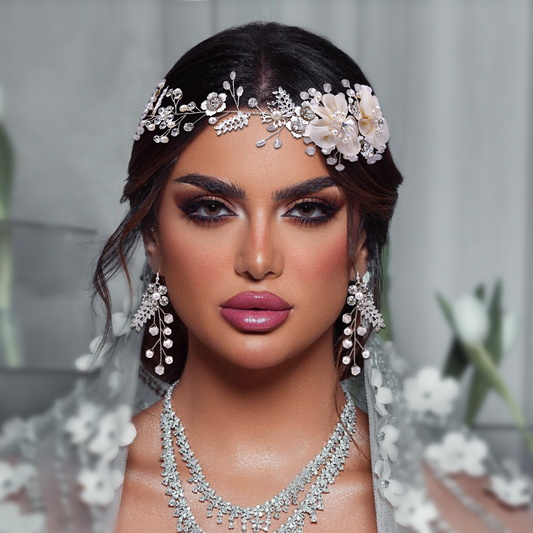 BRIDELLA BHP274  Alloy Flower Wedding Hair Band Handmade Beaded Crystal Bride Headpiece Woman Headwear Princess Hair Jewelry