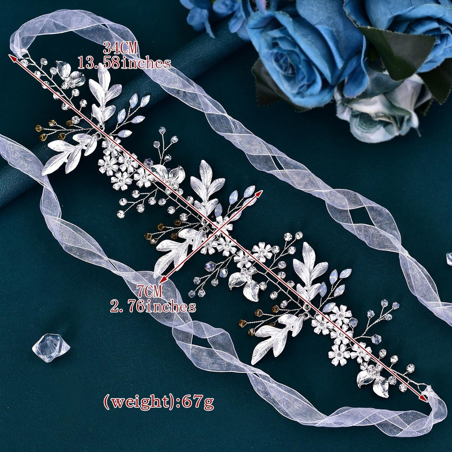 BRIDELLA BHP278  Alloy Leaf Crystal Headpiece for Bride Party Wedding Hair Accessories Woman Headband Girls Bridesmaid Headdress