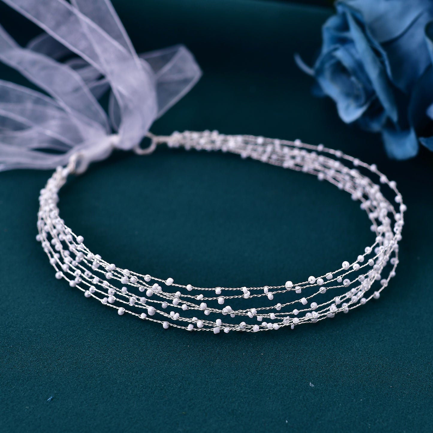 BRIDELLA BHP28 Beaded Hair Vine Bridal Wedding Hair Accessories Fashion Woman Banquet Headwear Bride Pearls Headband Silvery