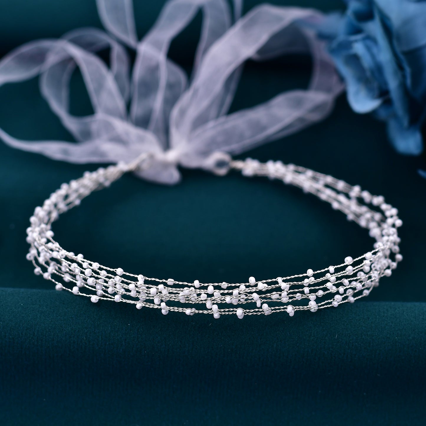 BRIDELLA BHP28 Beaded Hair Vine Bridal Wedding Hair Accessories Fashion Woman Banquet Headwear Bride Pearls Headband Silvery