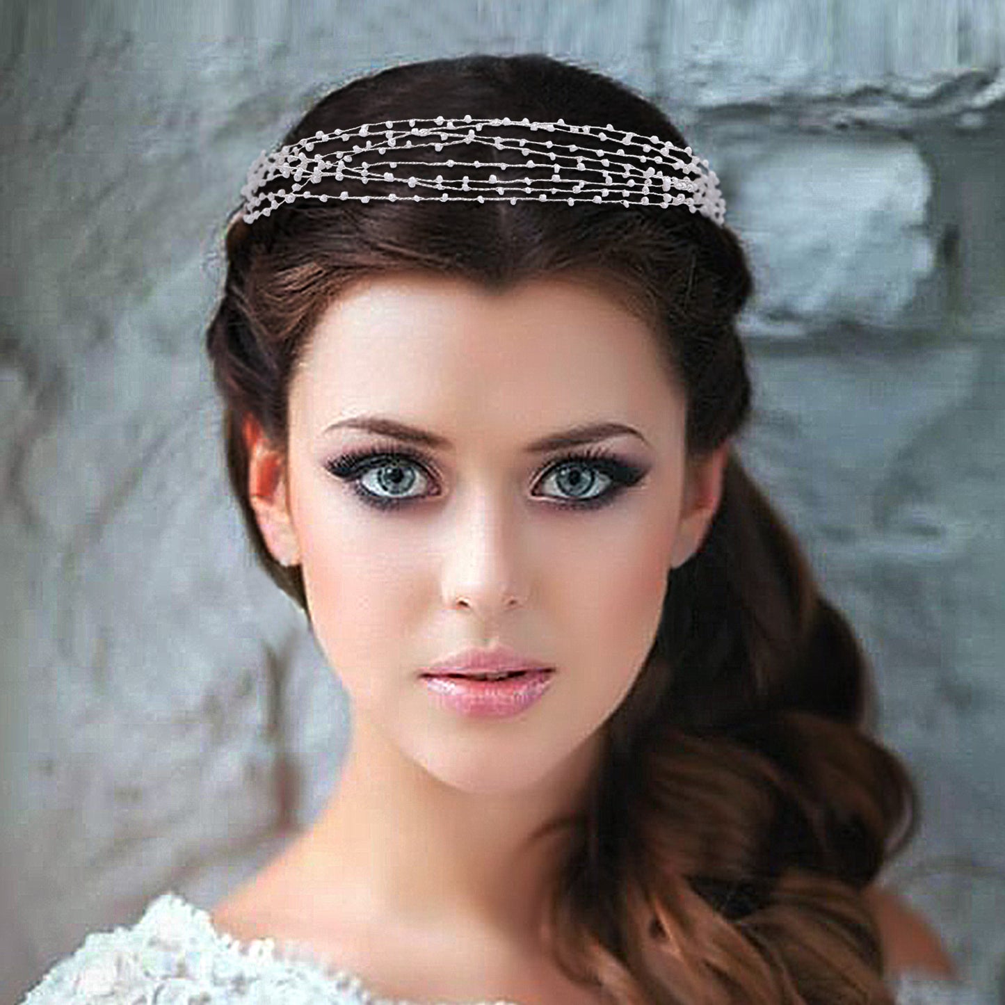 BRIDELLA BHP28 Beaded Hair Vine Bridal Wedding Hair Accessories Fashion Woman Banquet Headwear Bride Pearls Headband Silvery