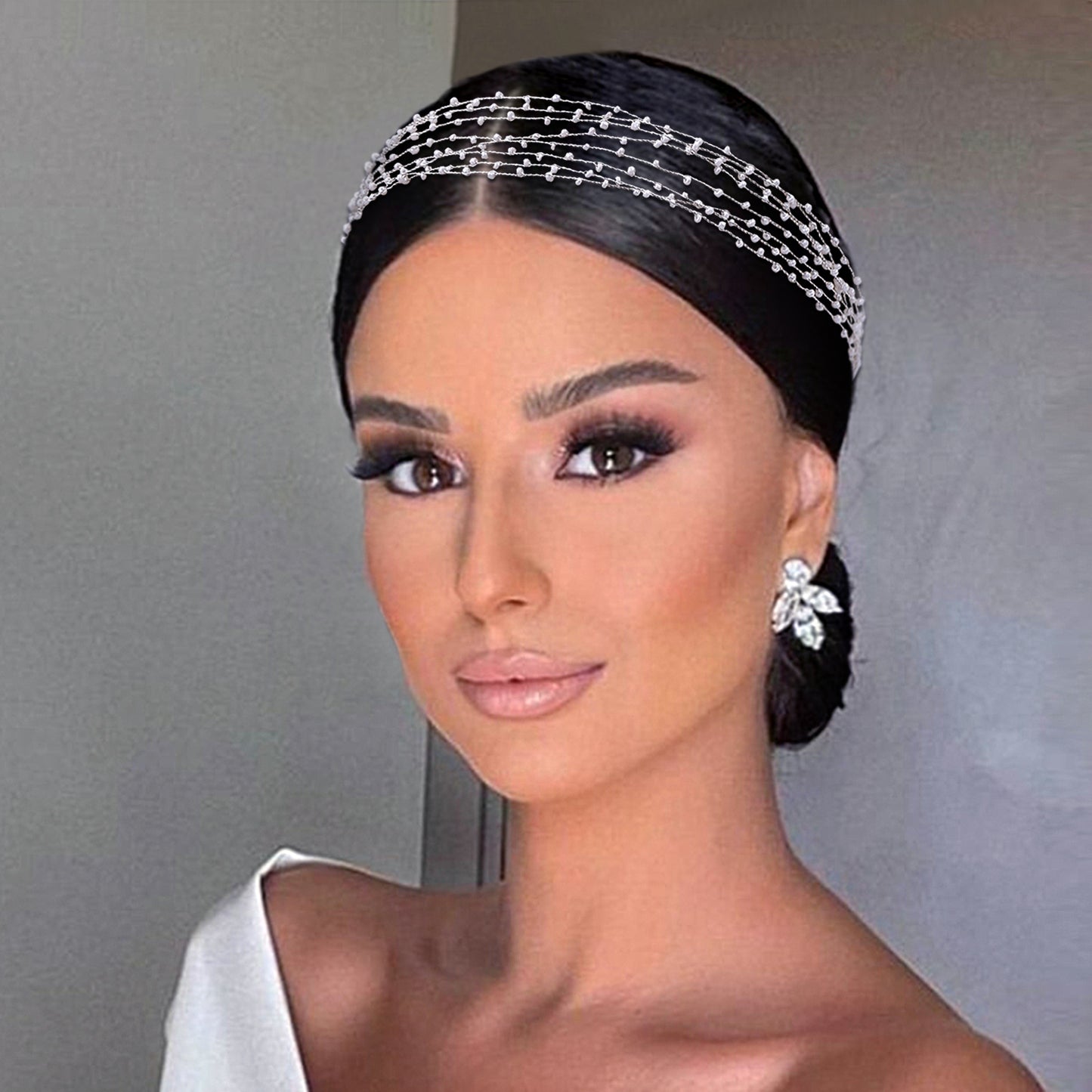BRIDELLA BHP28 Beaded Hair Vine Bridal Wedding Hair Accessories Fashion Woman Banquet Headwear Bride Pearls Headband Silvery