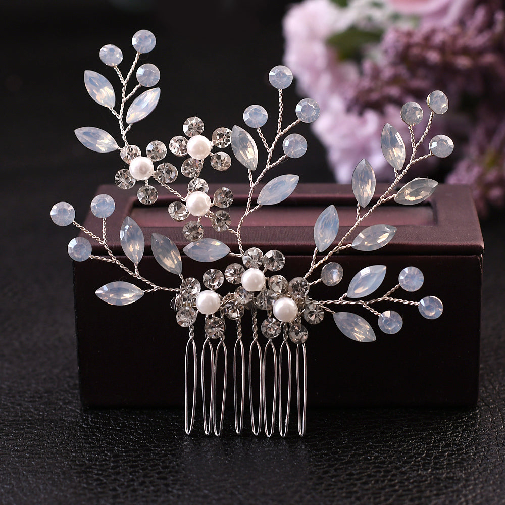 BRIDELLA BHP293 Handmade Beaded Hair Comb, Diamond Studded Wedding Hair Accessory,Bride's Crystal Side Hair Comb，Suitable for Parties, Dances and Program Performances