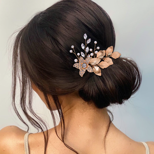 BRIDELLA BHP307 Golden Color Leaf Hair Comb for Woman Wedding Headdress Handmade Bride Hair Accessories Bridal Hair Clip Headwear
