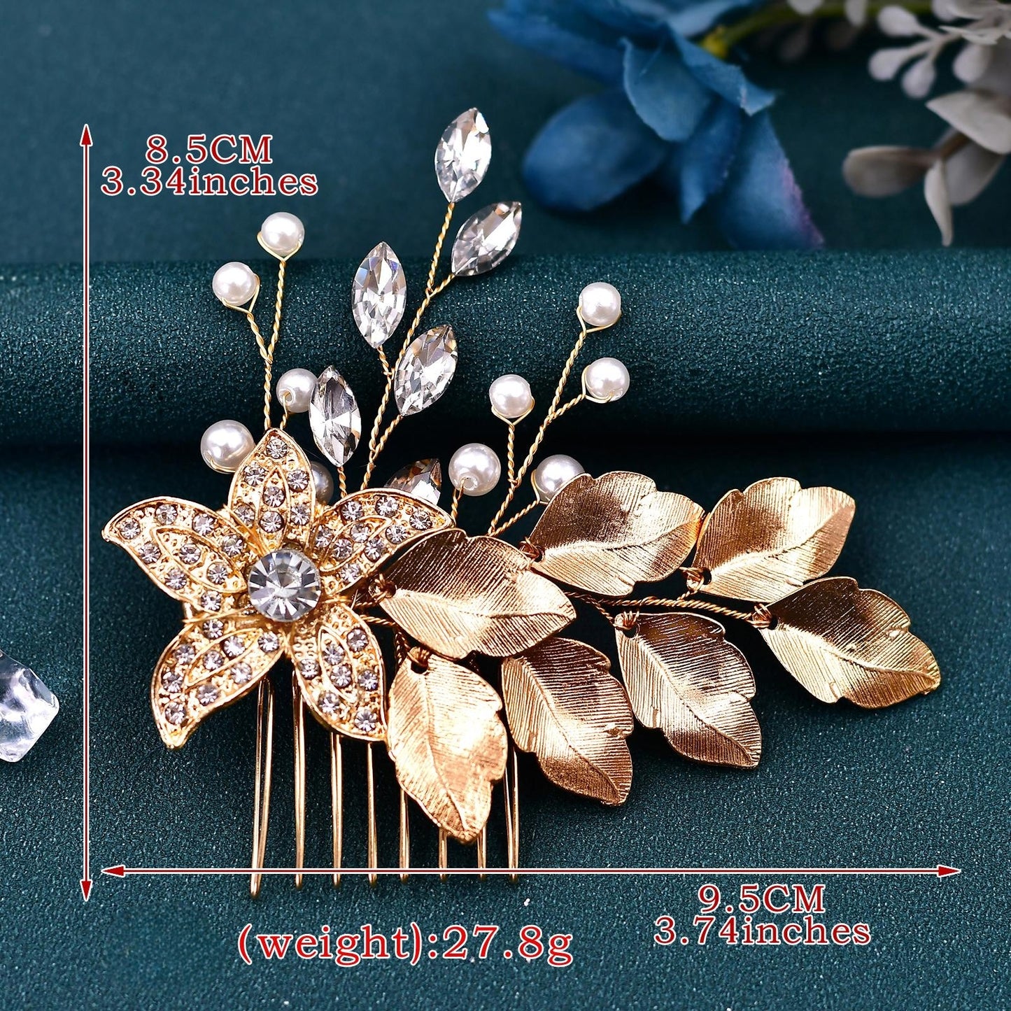 BRIDELLA BHP307 Golden Color Leaf Hair Comb for Woman Wedding Headdress Handmade Bride Hair Accessories Bridal Hair Clip Headwear