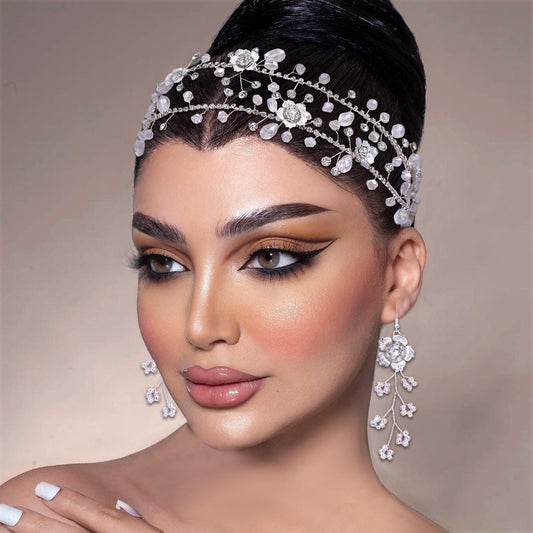 BRIDELLA BHP340 Crystal Bride Hair Accessories Headdress Wedding Forehead Chain Woman Headband Jewelry Bridal Hair Band