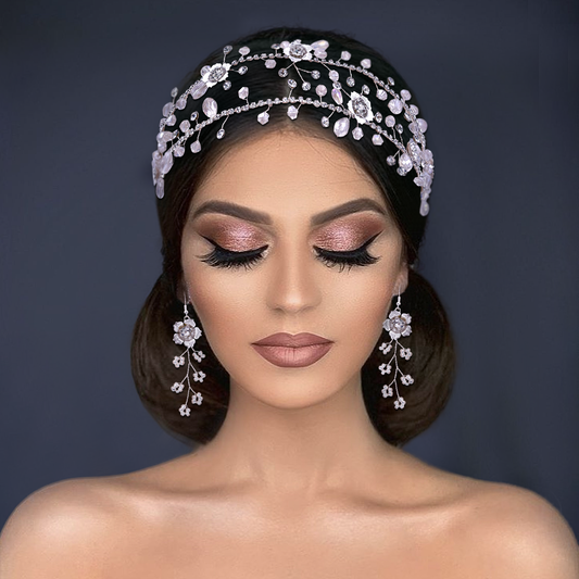 BHP340-S silver rhinestone pearl headband