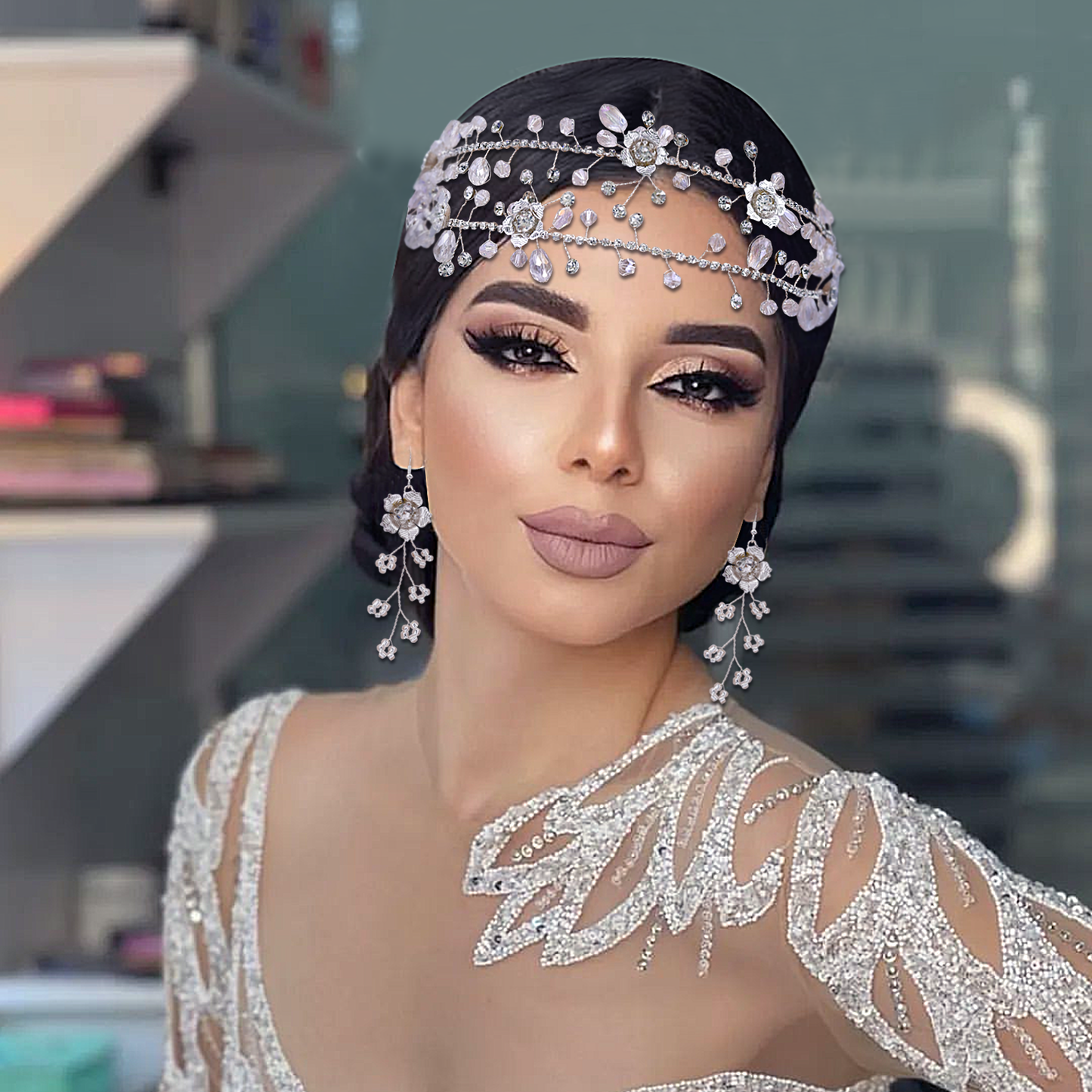 BRIDELLA BHP340 Crystal Bride Hair Accessories Headdress Wedding Forehead Chain Woman Headband Jewelry Bridal Hair Band
