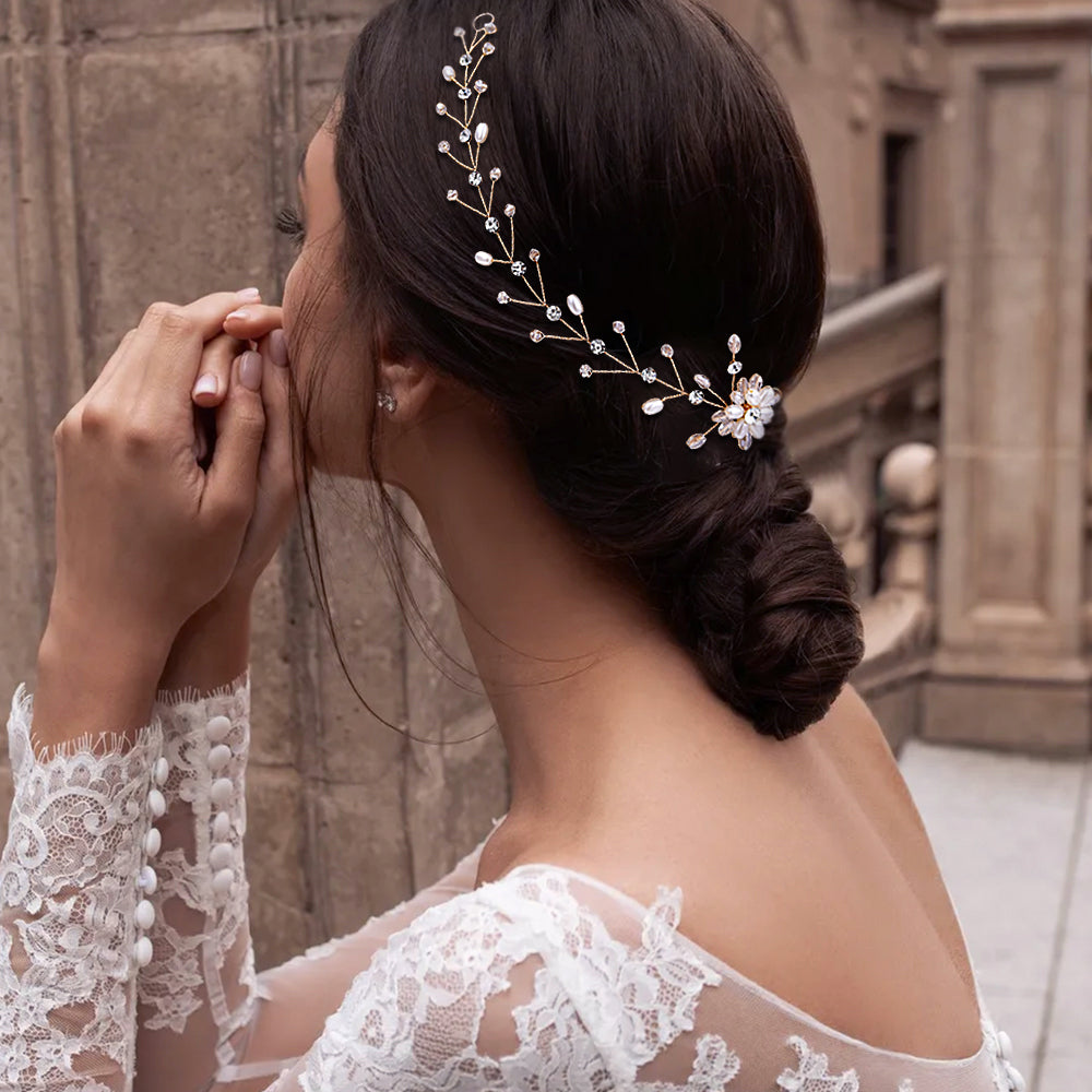 BRIDELLA BHP35 Pearl Crystal Head Piece Woman Bridal Headband Wedding Hair Accessories Girls Headwear Elegant Bride Headpiece
