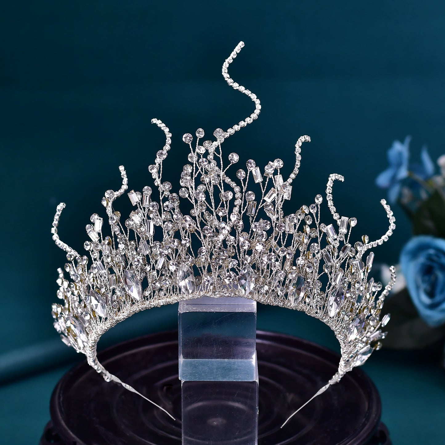BRIDELLA BHP369 Bridal Crown Handmade Rhinestone Tiaras for Wedding Hair Accessories Woman Headband Party Bride Headdress