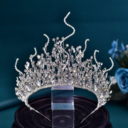 BHP369-S silver rhinestone crown