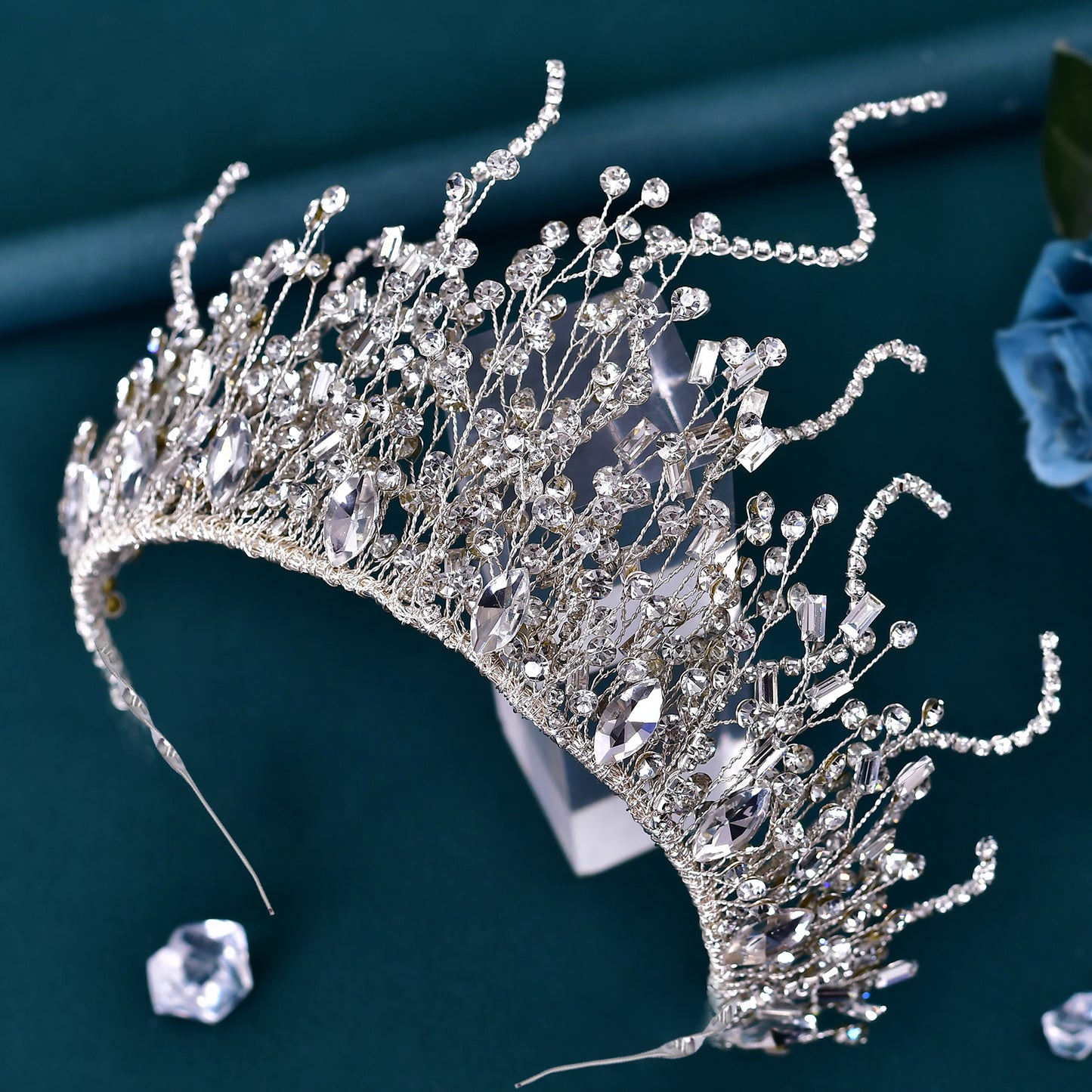 BRIDELLA BHP369 Bridal Crown Handmade Rhinestone Tiaras for Wedding Hair Accessories Woman Headband Party Bride Headdress