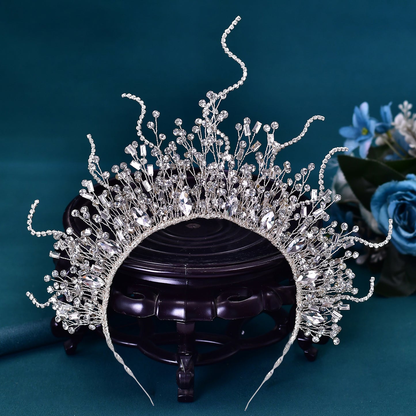 BRIDELLA BHP369 Bridal Crown Handmade Rhinestone Tiaras for Wedding Hair Accessories Woman Headband Party Bride Headdress